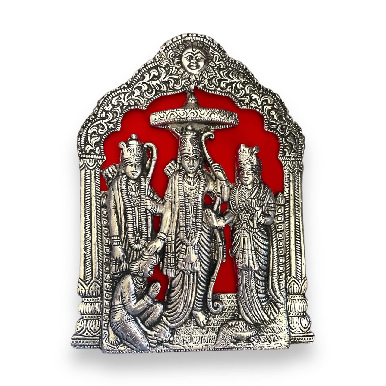 Ram Darbar Wall Hanging & Table Top Lord Rama Laxman Sita Hanuman Idol/statue for Pooja, Home Decor, Festivals, Diwali Gift Rama Idol Sculpture (alloy Metal Size 8.5 Inch)